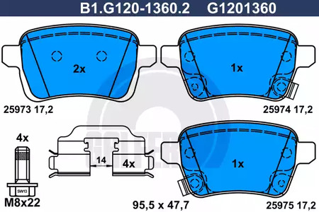 Колодки тормозные дисковые /комплект 4 шт GALFER B1-G120-1360-2