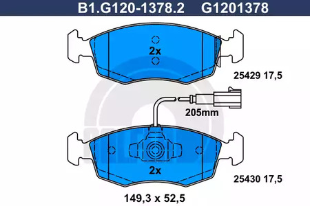 Колодки тормозные дисковые /комплект 4 шт GALFER B1-G120-1378-2