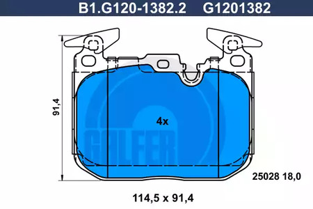 Колодки тормозные дисковые /комплект 4 шт GALFER B1-G120-1382-2