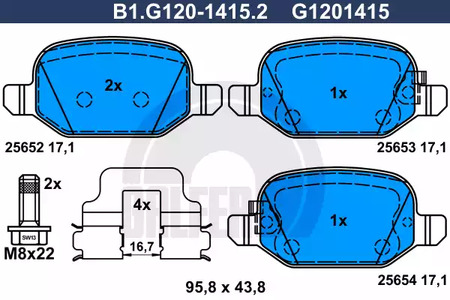 Колодки тормозные дисковые /комплект 4 шт GALFER B1-G120-1415-2