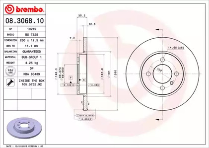 тормозные диски BREMBO 08.3068.10