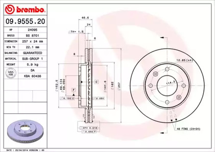 09.9555.20 BREMBO тормозные диски