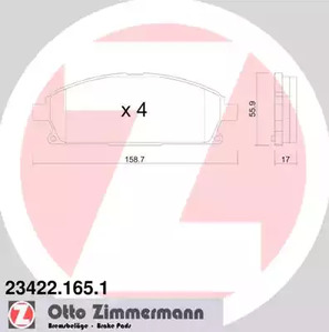 23422.165.1 ZIMMERMANN Тормозные колодки