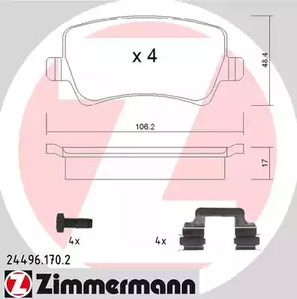 24496.170.2 ZIMMERMANN Тормозные колодки