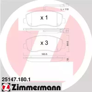 25147.180.1 ZIMMERMANN Тормозные колодки