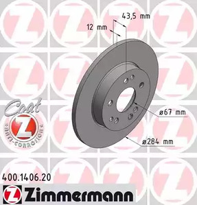 400.1406.20 ZIMMERMANN тормозные диски