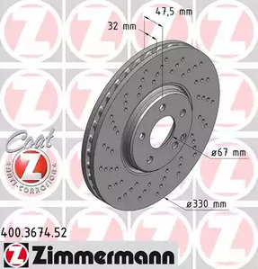 тормозные диски ZIMMERMANN 400.3674.52