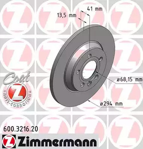 600.3216.20 ZIMMERMANN тормозные диски