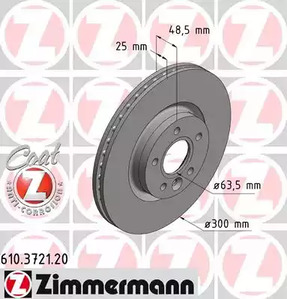 610.3721.20 ZIMMERMANN тормозные диски