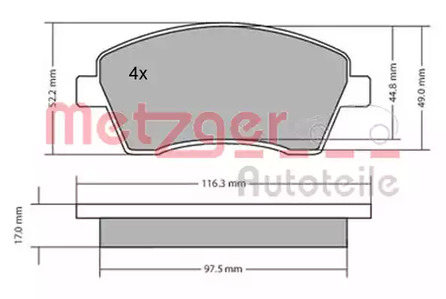 1170029 METZGER Колодки тормозные дисковые