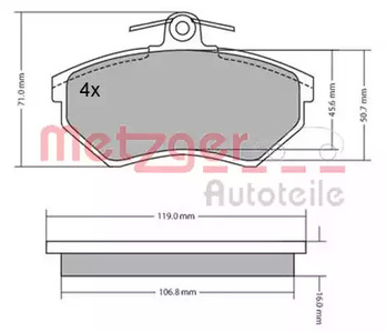 1170095 METZGER Колодки тормозные дисковые