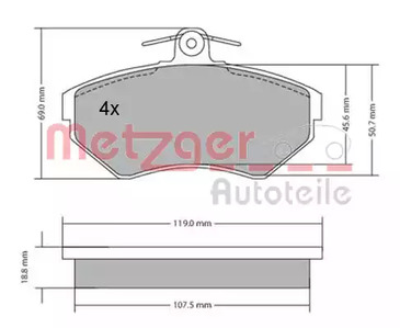 1170214 METZGER Колодки тормозные дисковые