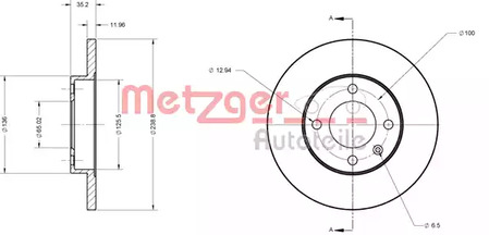 6110019 METZGER Диск тормозной