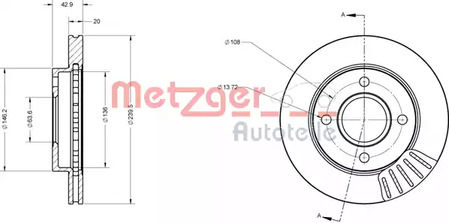 6110025 METZGER Диск тормозной