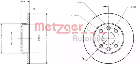 6110034 METZGER Диск тормозной