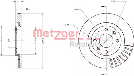 6110067 METZGER Диск тормозной