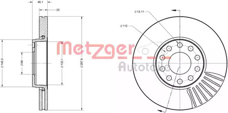 6110080 METZGER Диск тормозной