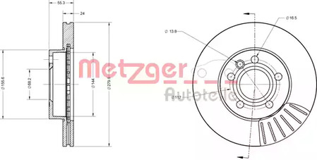 6110093 METZGER Диск тормозной