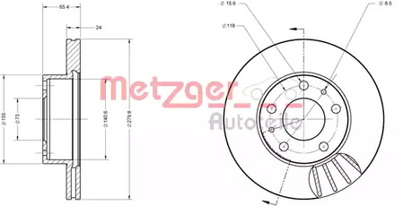 6110104 METZGER Диск тормозной