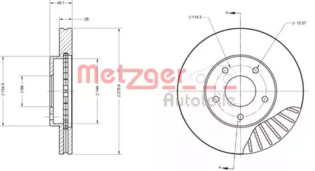 6110132 METZGER Диск тормозной