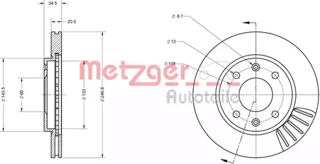 6110173 METZGER Диск тормозной