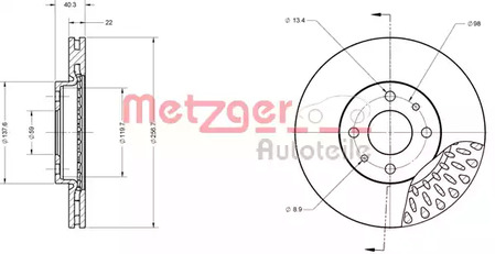 6110216 METZGER Диск тормозной