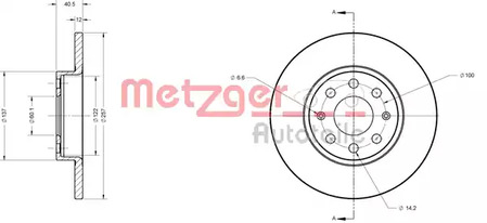 6110246 METZGER Диск тормозной