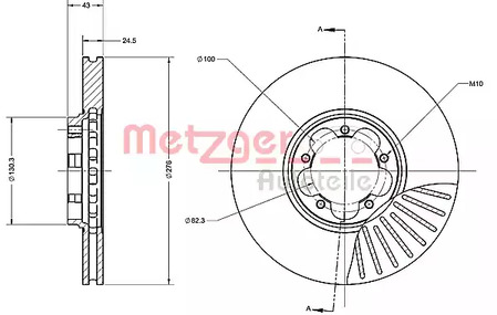 6110314 METZGER Диск тормозной