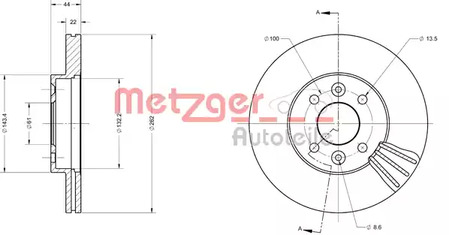 6110406 METZGER Диск тормозной