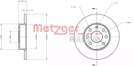 6110450 METZGER Диск тормозной